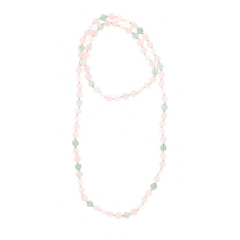 Pink Green Hand Tied Quartz Beaded Necklace